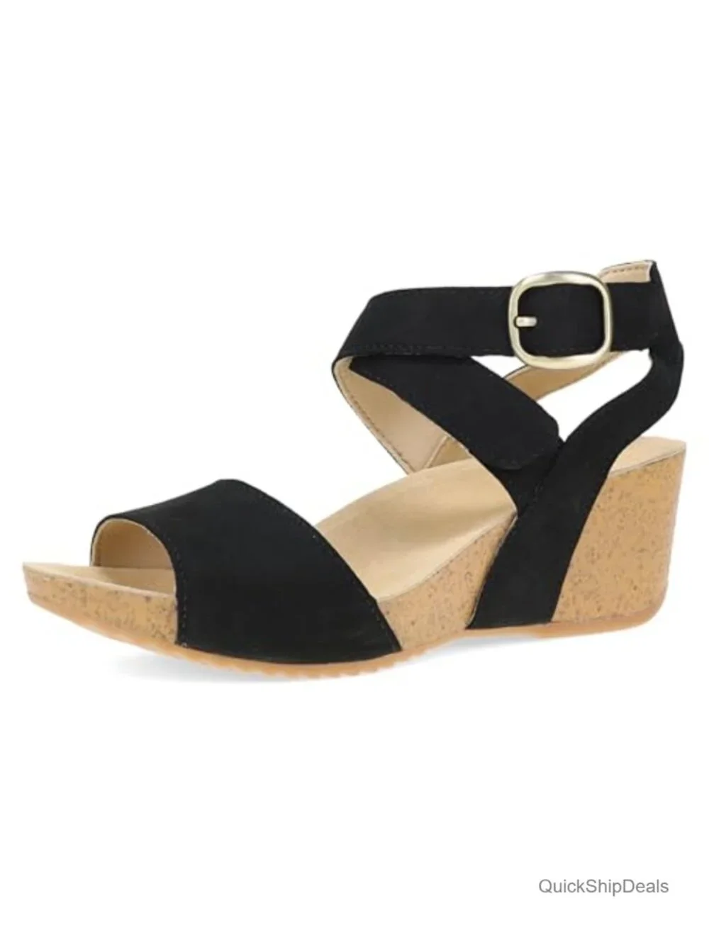 Premium Leather Wedge Sandals with Adjustable Ankle Strap, Arch Support